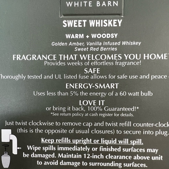 B&BW White Barn "Sweet Whiskey" Wallflowers Home Fragrance Refills - Picture 6 of 7